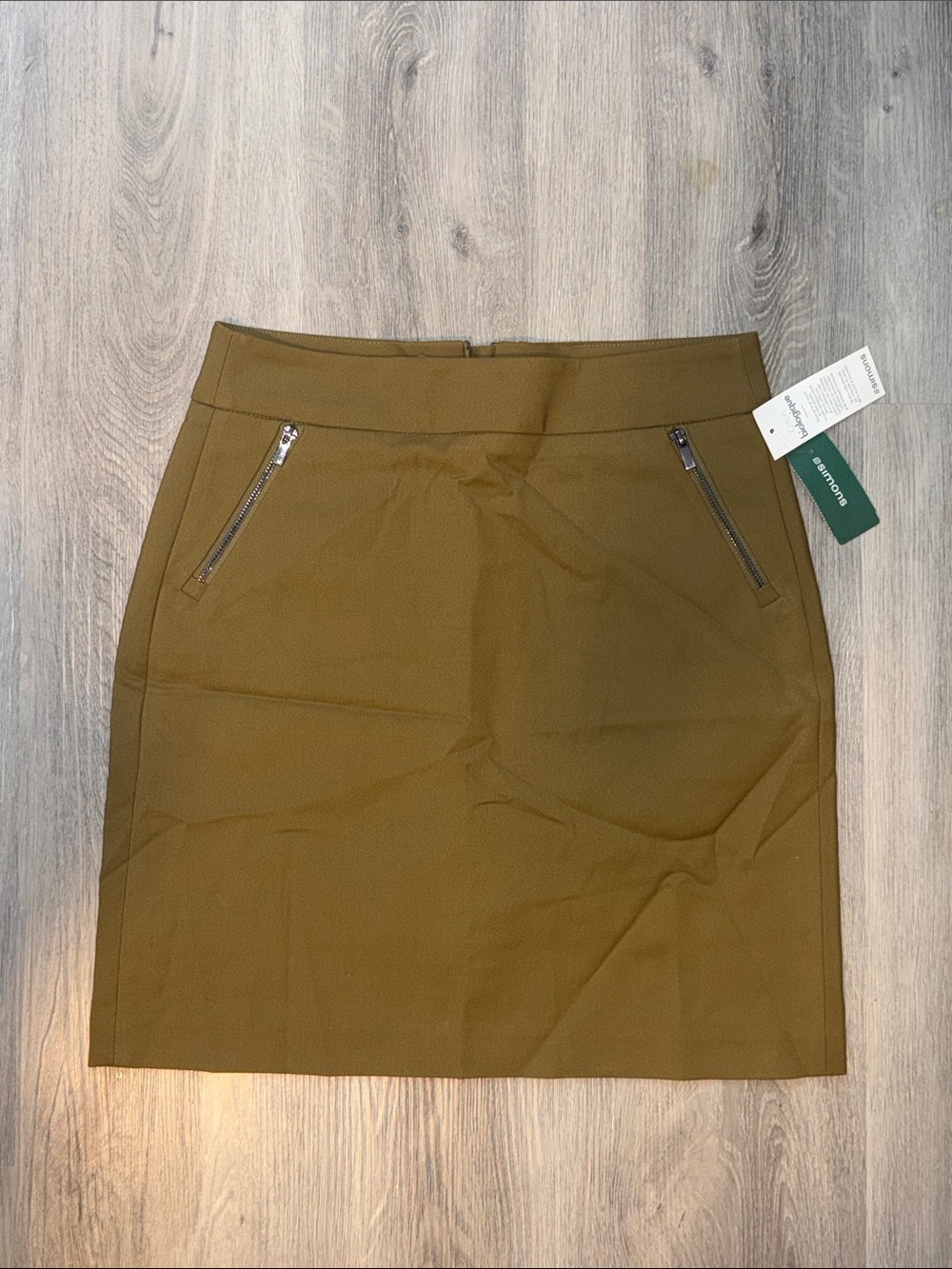 Simons Olive Green Pencil Skirt with Zip Pockets